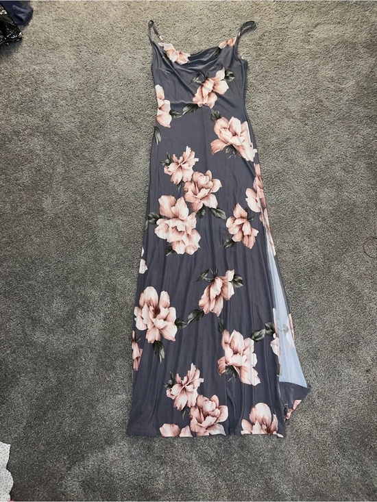 Windsor Dresses & Skirts - Windsor Charcoal Maxi Dress with Blush Floral Print